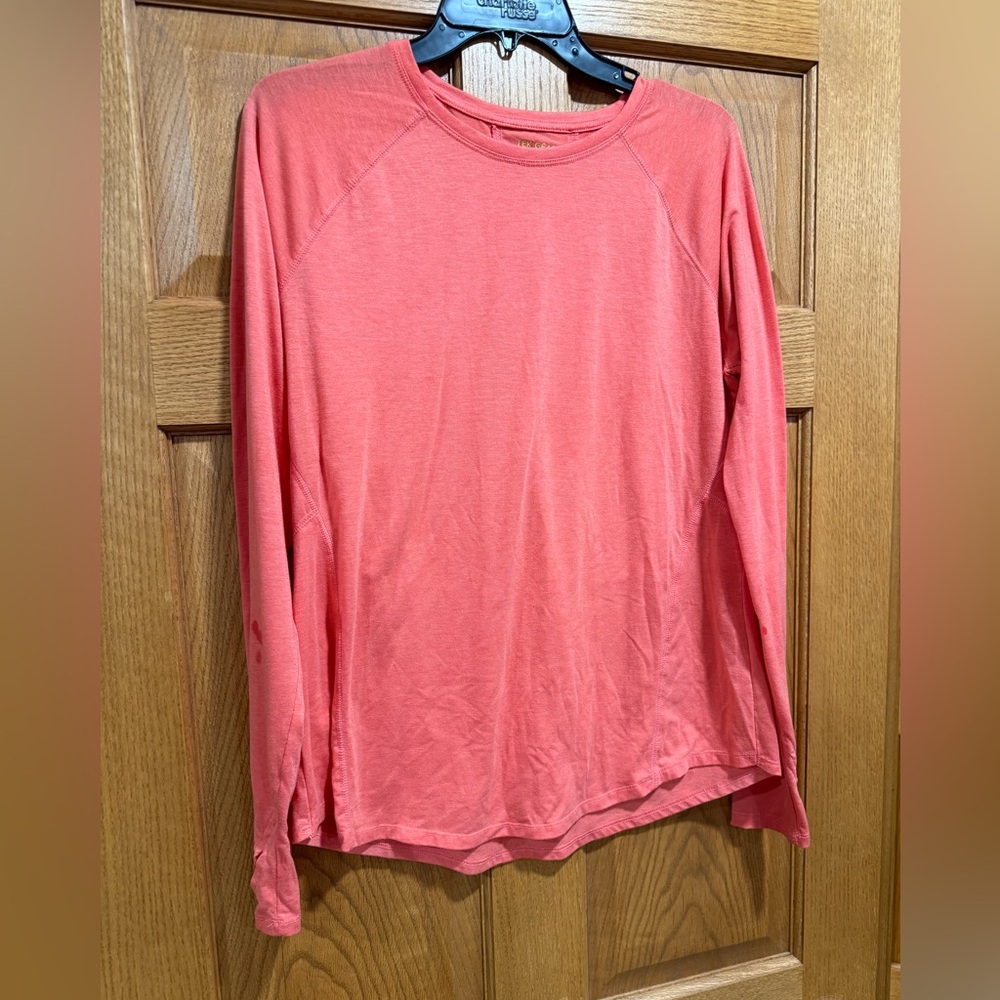 tek gear essential Coral Long Sleeve Crew Top size L - Picture 3 of 6